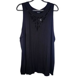 Torrid black tank with lace neckline Size 3X